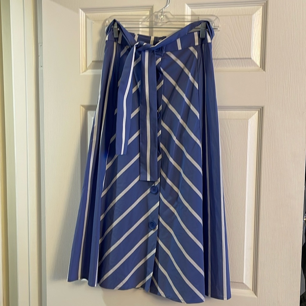 Maje Stiped blue skirt (Jupe midi rayee bleu T40) NWT
